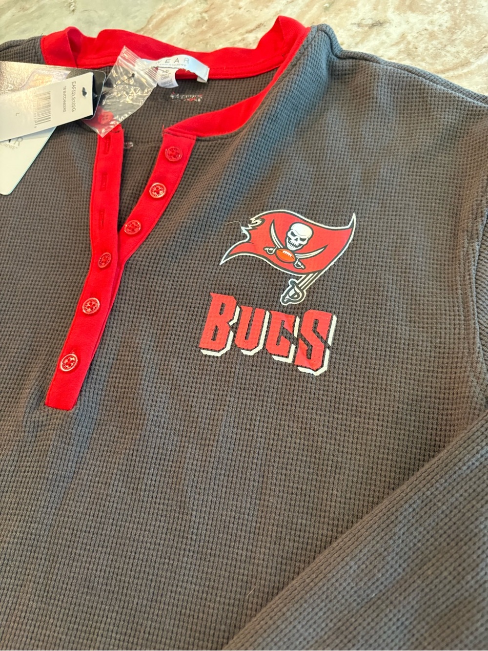 Tampa Bay Buccaneers Womens Long Sleeve Henley Waffle Thermal Long Sleeve Large - Picture 2 of 8